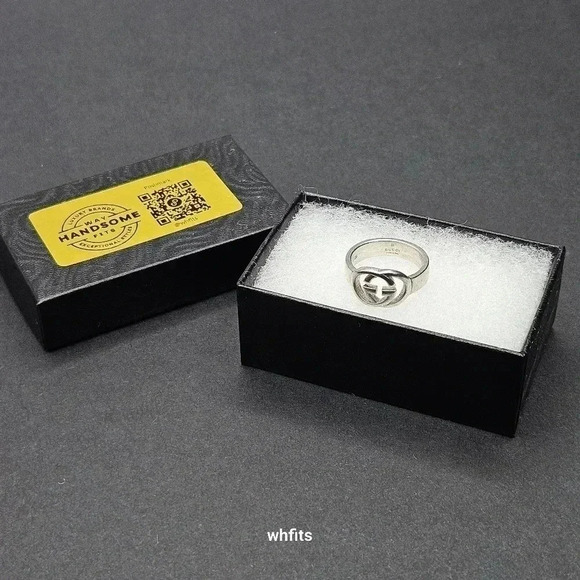Gucci Interlocking G Logo 925 Sterling Silver Ring - Picture 1 of 7